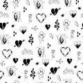 Hand drawn doodle tattoo style. Seamless pattern. Vector