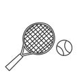 hand drawn doodle tennis racket and ball illustration Royalty Free Stock Photo