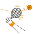 hand drawn doodle tennis racket and ball illustration Royalty Free Stock Photo