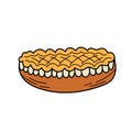 Hand drawn doodle Thanksgiving icon - traditional lattice upper crust apple pie
