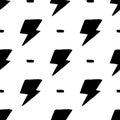 Hand drawn doodle thunder backdrop seamless pattern. Black lightning bolts