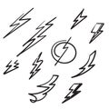 Hand drawn doodle thunder bolt illustration vector isolated background