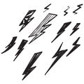 Hand drawn doodle thunder bolt illustration vector isolated background