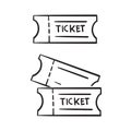 Hand drawn doodle ticket icon illustration vector Royalty Free Stock Photo