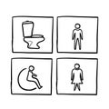 Hand drawn doodle toilet icon set illustration vector isolated