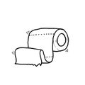 Hand drawn doodle toilet paper illustration vector isolated background