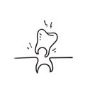 Hand drawn doodle tooth extraction illustration icon isolated