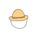 Hand drawn doodle travel hat. Bucket hat icon on white