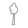 Hand drawn doodle tree. Simple thick black line. birch, aspen. Best for design of nature and children s coloring book Royalty Free Stock Photo