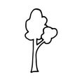 Hand drawn doodle tree. Simple thick black line. birch, aspen. Best for design of nature and children s coloring book Royalty Free Stock Photo