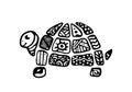 Hand-drawn Doodle of a turtle pattern on the shell, zentangle style. kids style Royalty Free Stock Photo