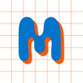 Hand drawn doodle uppercase letter M. Capital letters modern design. Handwritten English single abc letter symbol. Handdrawn font