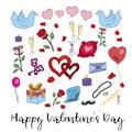 Hand drawn doodle Valentine elements. Greeting card. May be used as foiling for different printings or a background