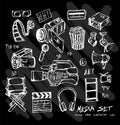 Hand drawn doodle vector media set on Chalkboard eps10 Royalty Free Stock Photo
