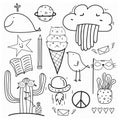 Hand Drawn Doodle Vector Set. Doodle Funny Set. Royalty Free Stock Photo