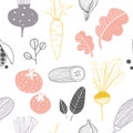 Hand drawn doodle vegetables. Sketch style vector seamless pattern Royalty Free Stock Photo