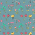 Hand drawn doodle vintage seamless pattern