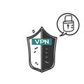 hand drawn doodle vpn shield illustration logo sign illustration vector Royalty Free Stock Photo