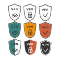 hand drawn doodle vpn shield illustration logo sign illustration vector Royalty Free Stock Photo