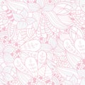 Hand-drawn doodle waves floral pattern, abstract leaves and flow Royalty Free Stock Photo