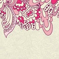 Hand-drawn doodle waves floral pattern, abstract leaves and flow Royalty Free Stock Photo