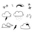 Hand drawn doodle weather illustration collection vector isolated