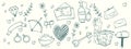 Hand drawn doodle wedding collection. Vector illustration sketchy marriage icons for wedding day, love and romantic events bride Royalty Free Stock Photo