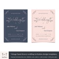 Hand drawn doodle wedding invitations design template. Hand drawn invitations wedding card design with vintage Royalty Free Stock Photo