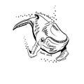 Hand-Drawn Doodle of southern whale. Vector Illustration. Royalty Free Stock Photo