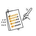 hand drawn doodle writing feedback on clipboard with rating stars illustration Royalty Free Stock Photo
