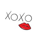 Hand drawn doodle xoxo illustration symbol for hug and kiss doodle style