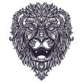 Hand drawn doodle zentangle lion head illustration Royalty Free Stock Photo