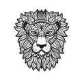 Hand drawn doodle zentangle lion illustration Royalty Free Stock Photo