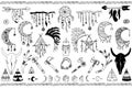 Hand drawn doodles boho set Royalty Free Stock Photo