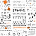 Hand drawn doodles. Doodle arrows, hearts, scribble elements Royalty Free Stock Photo