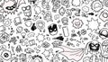 Hand-drawn doodles pattern, playful sketch background, fun illustration, Stock Photo, Generative AI
