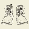 Two boots, laced Royalty Free Stock Photo