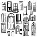 Hand drawn doors and windows . Royalty Free Stock Photo