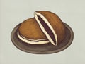 Hand drawn dorayaki Japanese confection