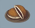 Hand drawn dorayaki Japanese confection