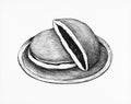 Hand drawn dorayaki Japanese confection