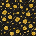 Hand drawn dotted seamless gold glitter pattern. Royalty Free Stock Photo