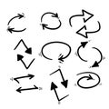 Hand drawn double reverse arrow symbol for replace icon, exchange linear sign on white background isolated