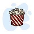 Hand Drawn Drawing Of Big Bucket Of Popcorn For Cinema Royalty Free Stock Photo