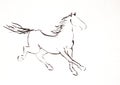 Galloping horse outline painting ink and brush