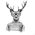 Hand drawn dressed up deer Royalty Free Stock Photo