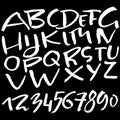 Hand drawn dry brush lettering. Grunge style alphabet. Handwritten simple font. Vector illustration.