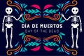 hand drawn dÃÂ­a de muertos background. day of the dead flat design illustration with skeletonhand drawn dÃÂ­a de muertos background Royalty Free Stock Photo