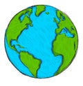 Hand drawn earth icon on white. Vector illustration