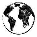 Hand drawn earth vector sketch doodle Royalty Free Stock Photo